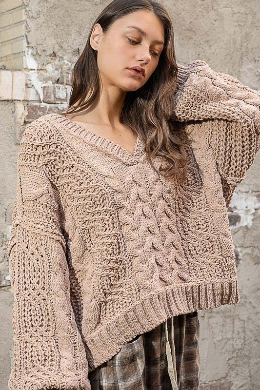 Cropped chenille sweater outlet